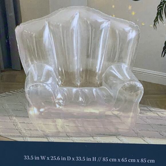 Inflatable Armchair Round Chair Campus Dorm Game Room Clear Plastic Set Of 2 NEW - Picture 8 of 9